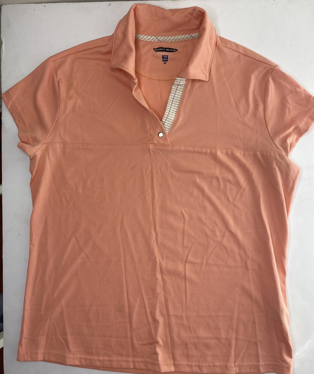 PEBBLE BEACH Womens Size Medium SLEEVELESS POLO Pink Collard